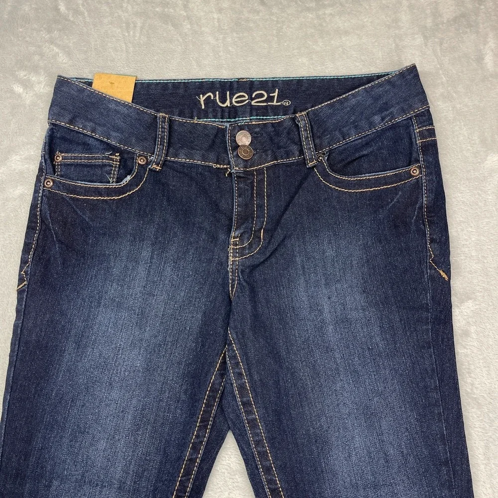 NWT rue21 Jeans Womens 5/6 (31x30) Blue Denim‎ Double Stitch Mid Rise Skinny Leg